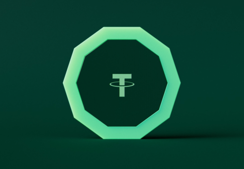 A coin with Tether logo on it