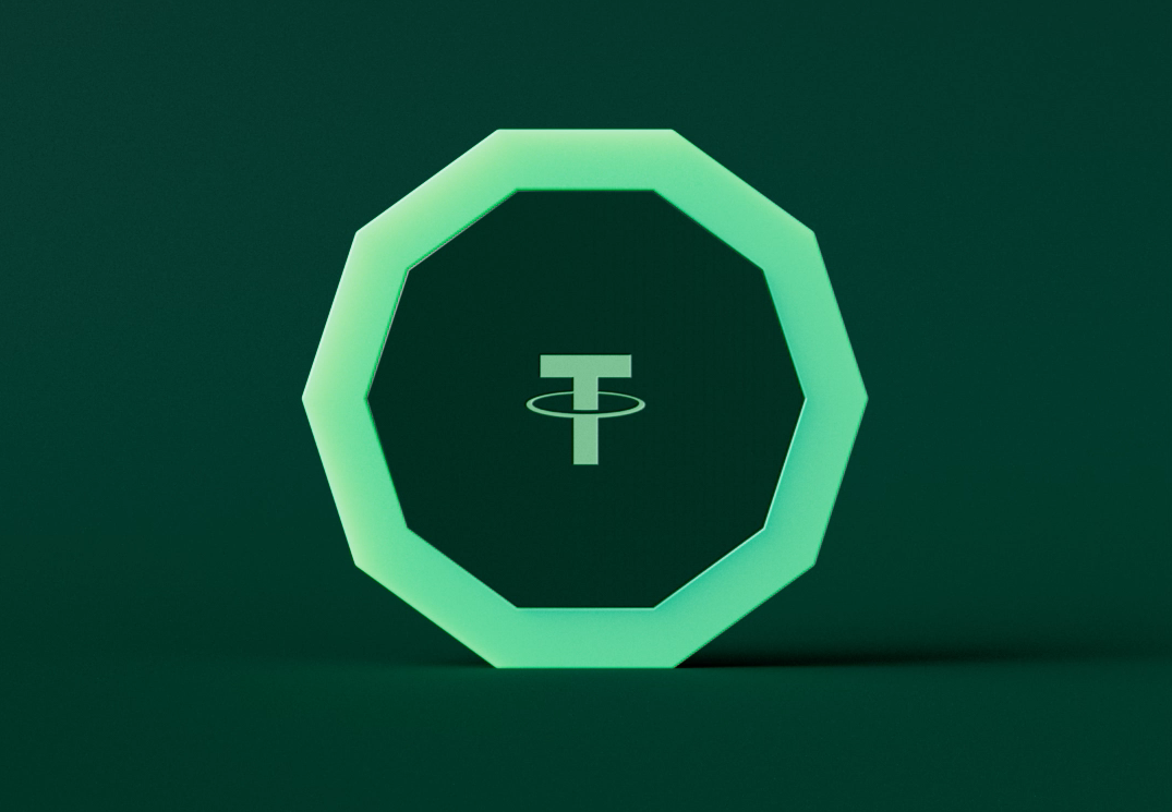 A coin with Tether logo on it